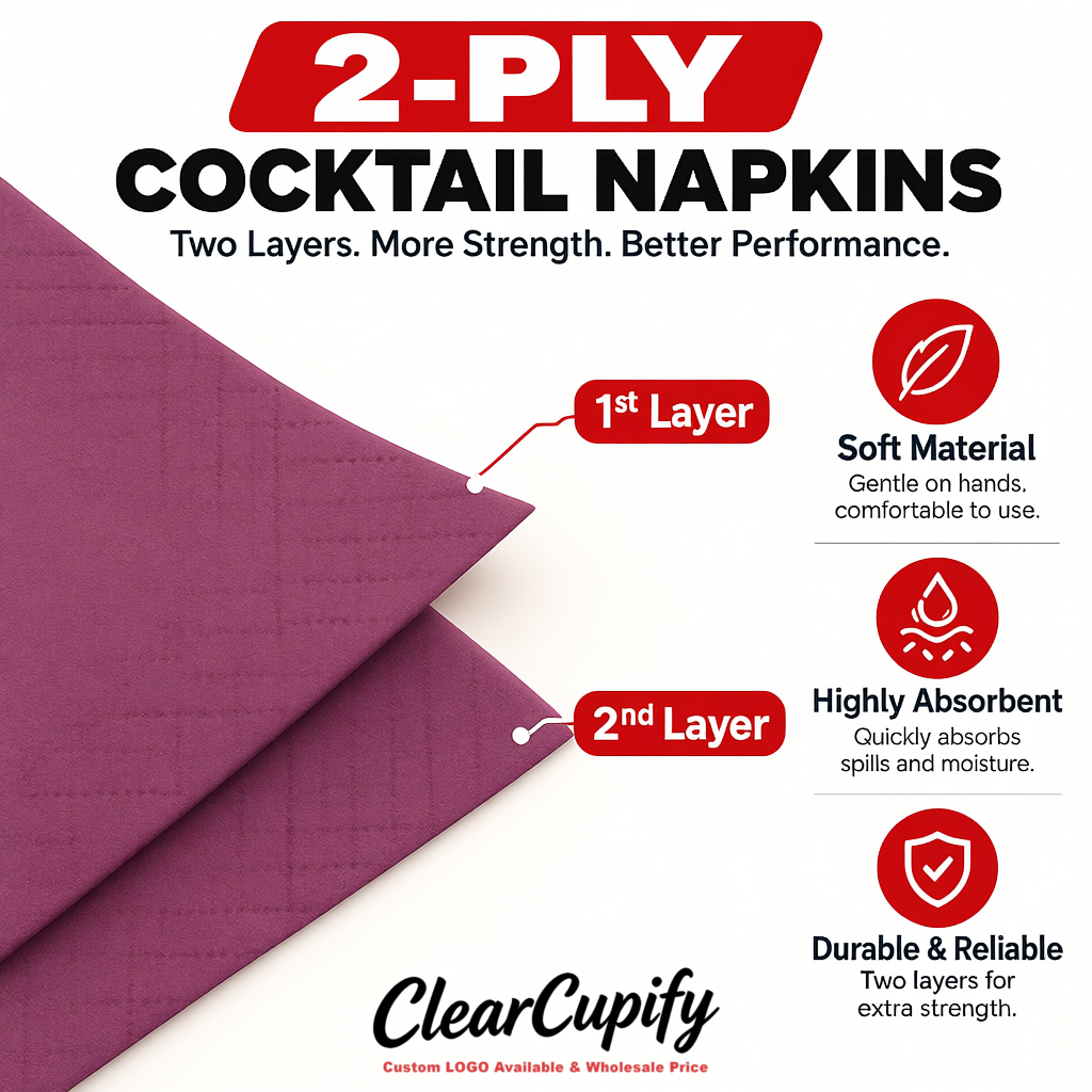 Mauve Napkins Paper 4.5x4.5 Inch Disposable 2-Ply Cocktail Napkins Factory