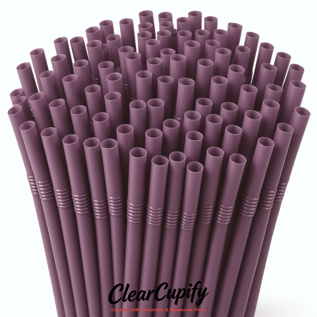 Mauve Plastic Straws 8.26 x 0.2 inch Flexible Bendy Disposable Drinking Straws Supplier