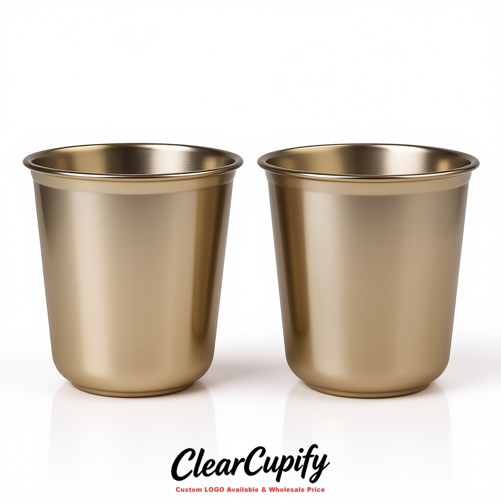 Metallic U-shaped Cup with Round Bottom: Stackable & Disposable Plastic Cup