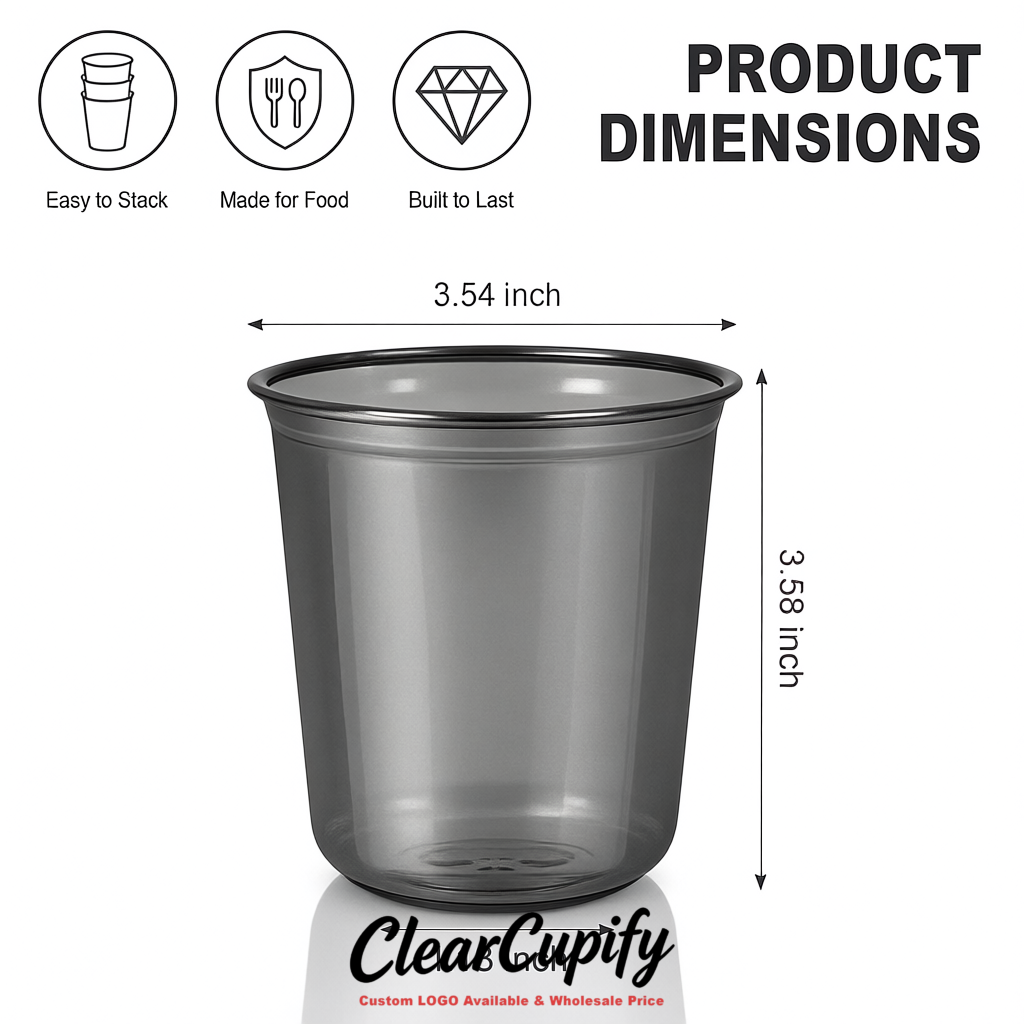Metallic U-shaped Cup with Round Bottom: Stackable & Disposable Plastic Cup