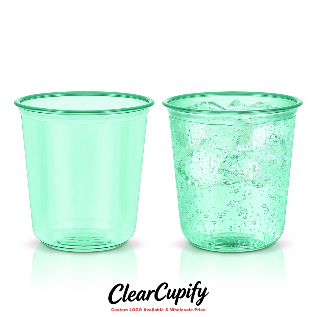 Mint Green U-shaped Cup with Round Bottom: Stackable & Disposable Plastic Cup