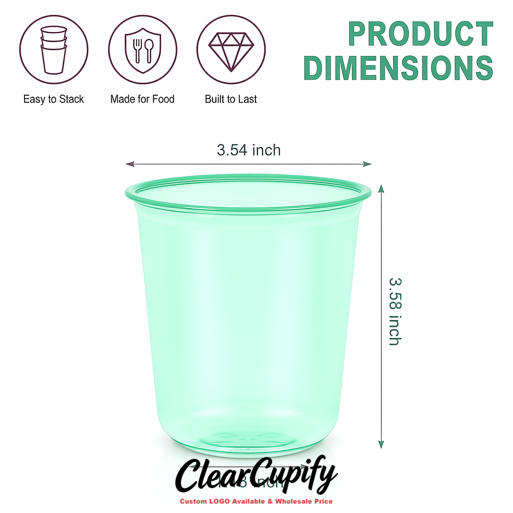 Mint Green U-shaped Cup with Round Bottom: Stackable & Disposable Plastic Cup