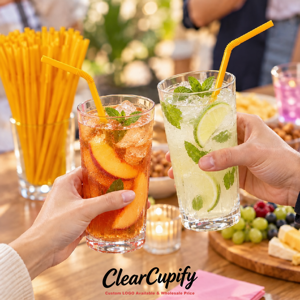 Ochre Plastic Straws 8.26 x 0.2 inch Flexible Bendy Disposable Drinking Straws Supplier