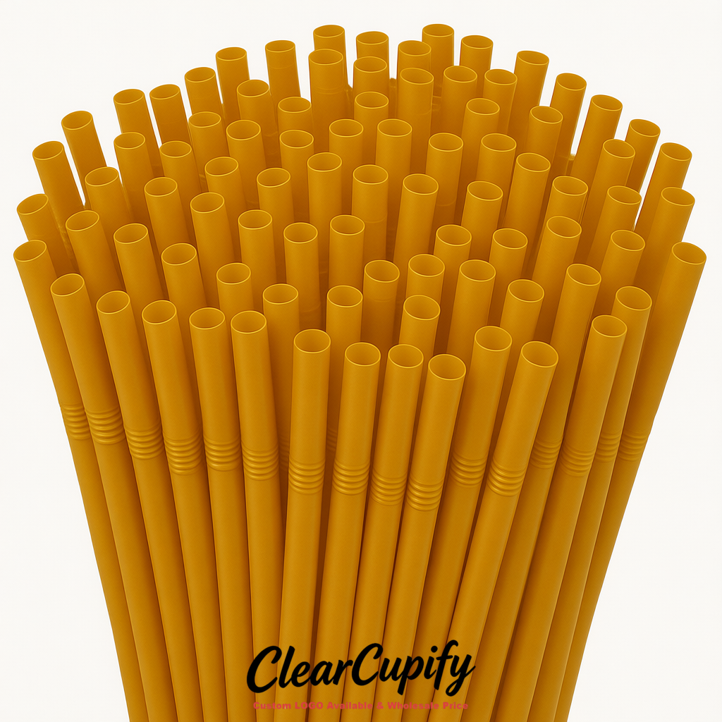 Ochre Plastic Straws 8.26 x 0.2 inch Flexible Bendy Disposable Drinking Straws Supplier
