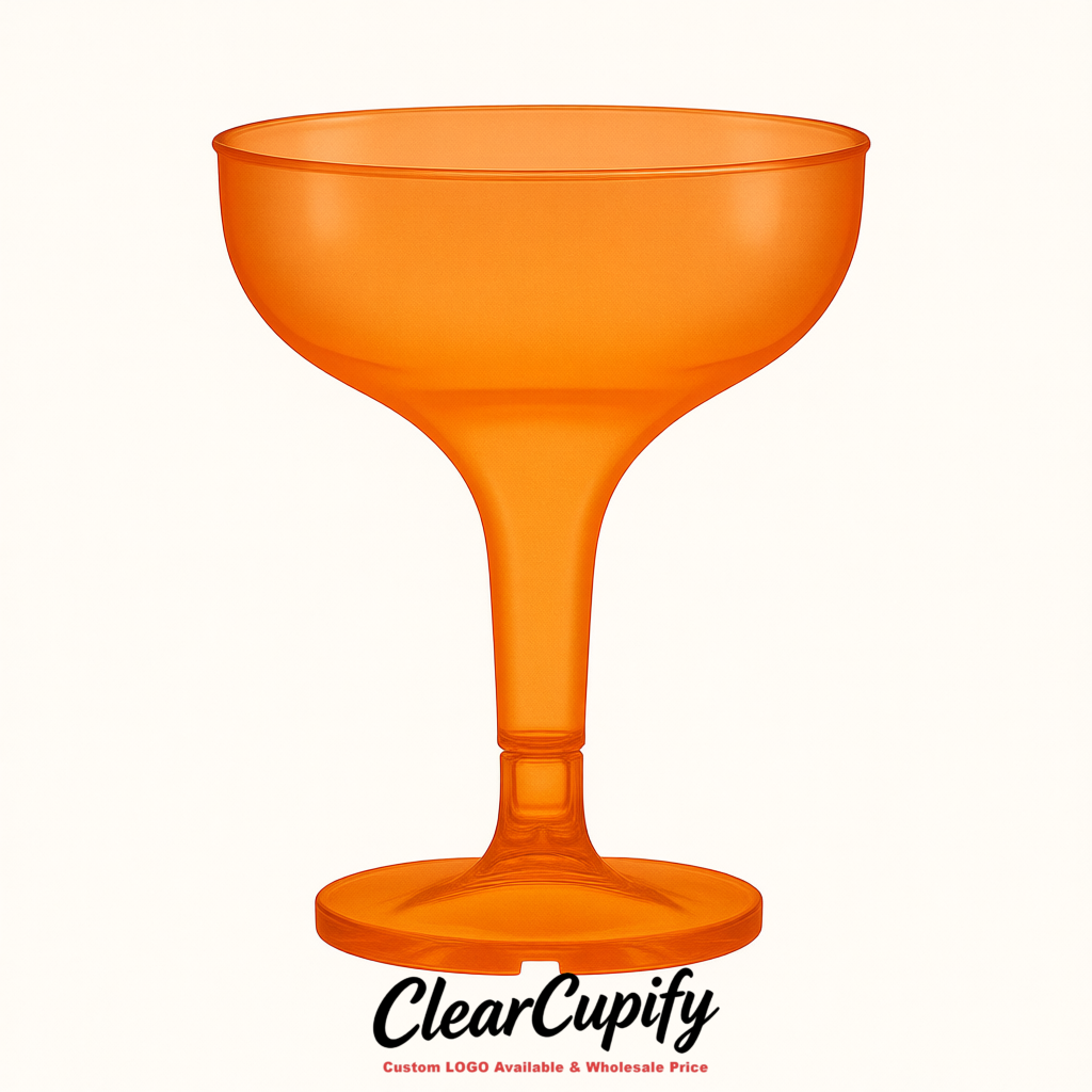 Orange 5oz Stackable Plastic Martini Glasses 4.13x3.14 inches/10.5x8 cm For Champagne Tower