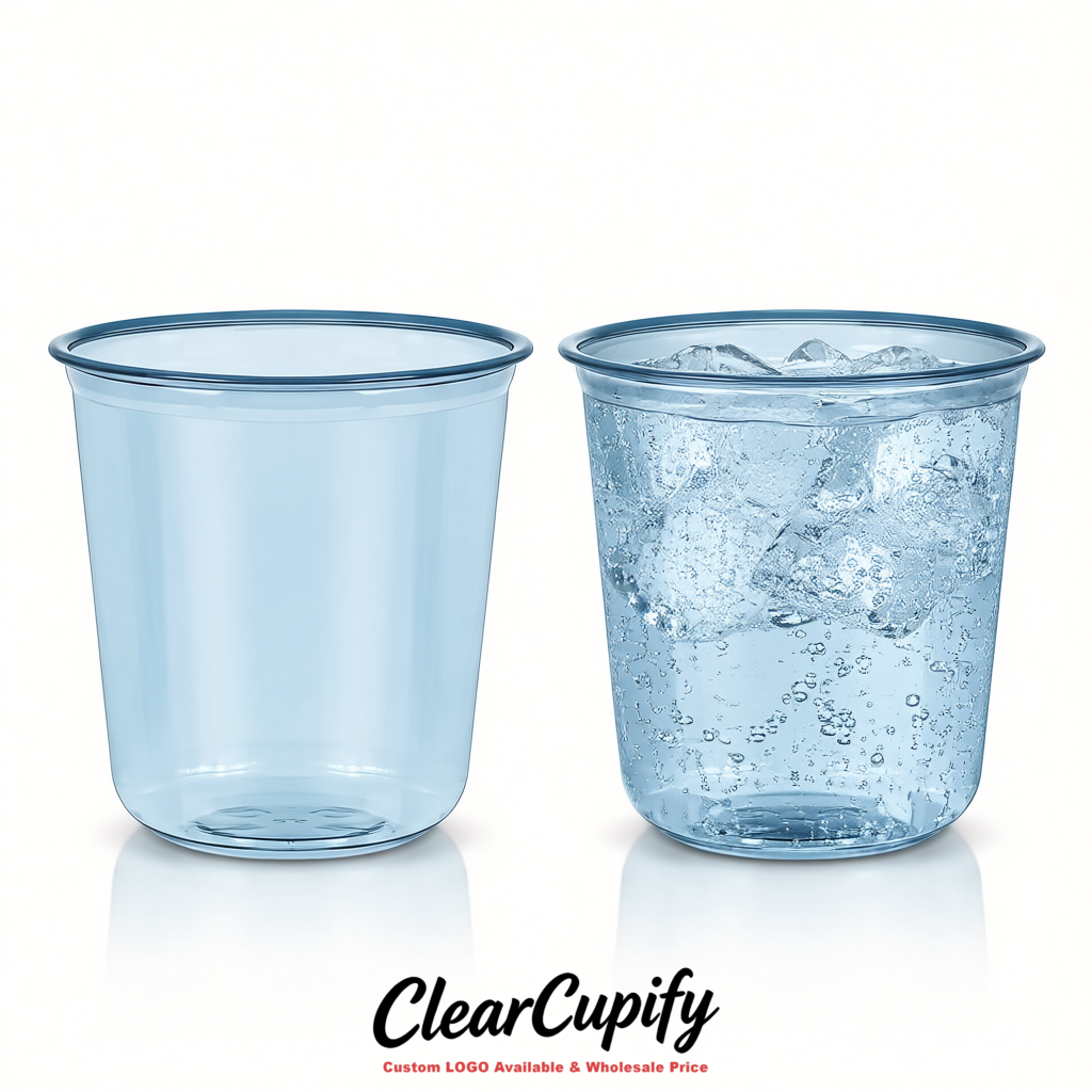 Periwinkle U-shaped Cup with Round Bottom: Stackable & Disposable Plastic Cup