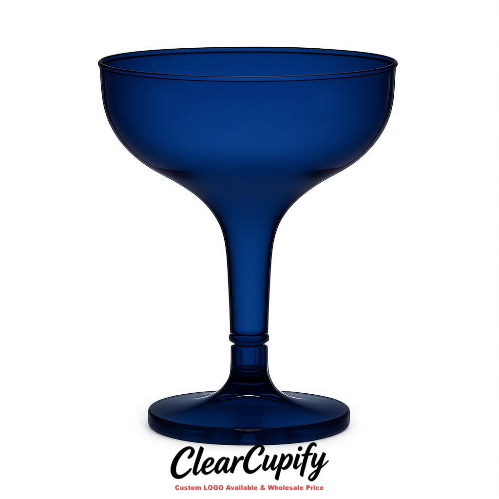 Prussian Blue 5oz Stackable Plastic Martini Glasses 4.13x3.14 inches/10.5x8 cm For Champagne Tower