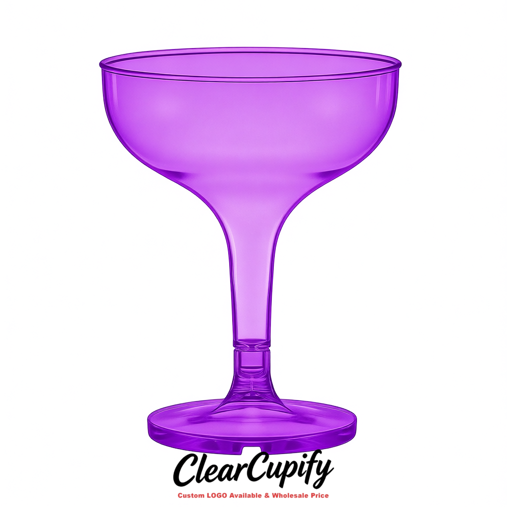 Purple 5oz Stackable Plastic Martini Glasses 4.13x3.14 inches/10.5x8 cm For Champagne Tower