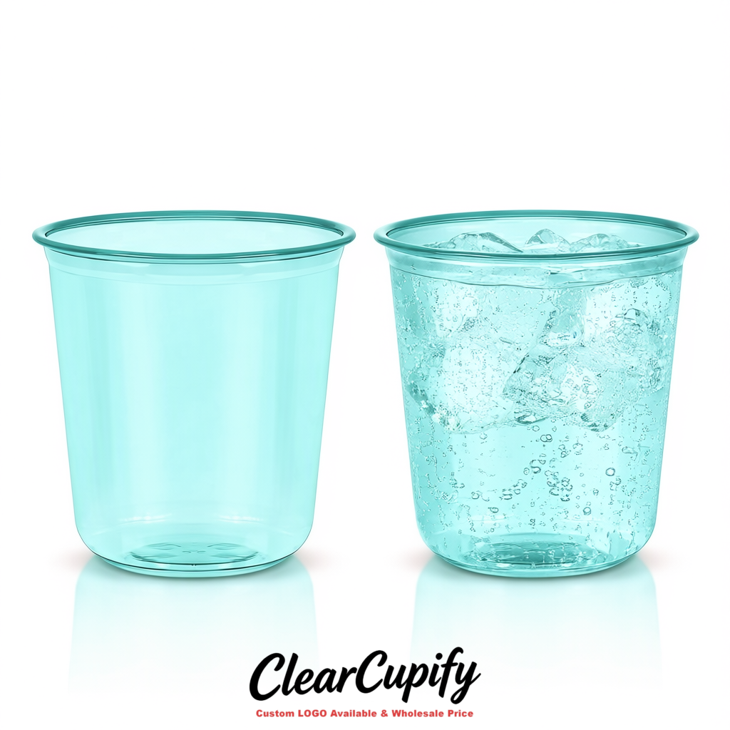 Robin Egg Blue U-shaped Cup with Round Bottom: Stackable & Disposable Plastic Cup