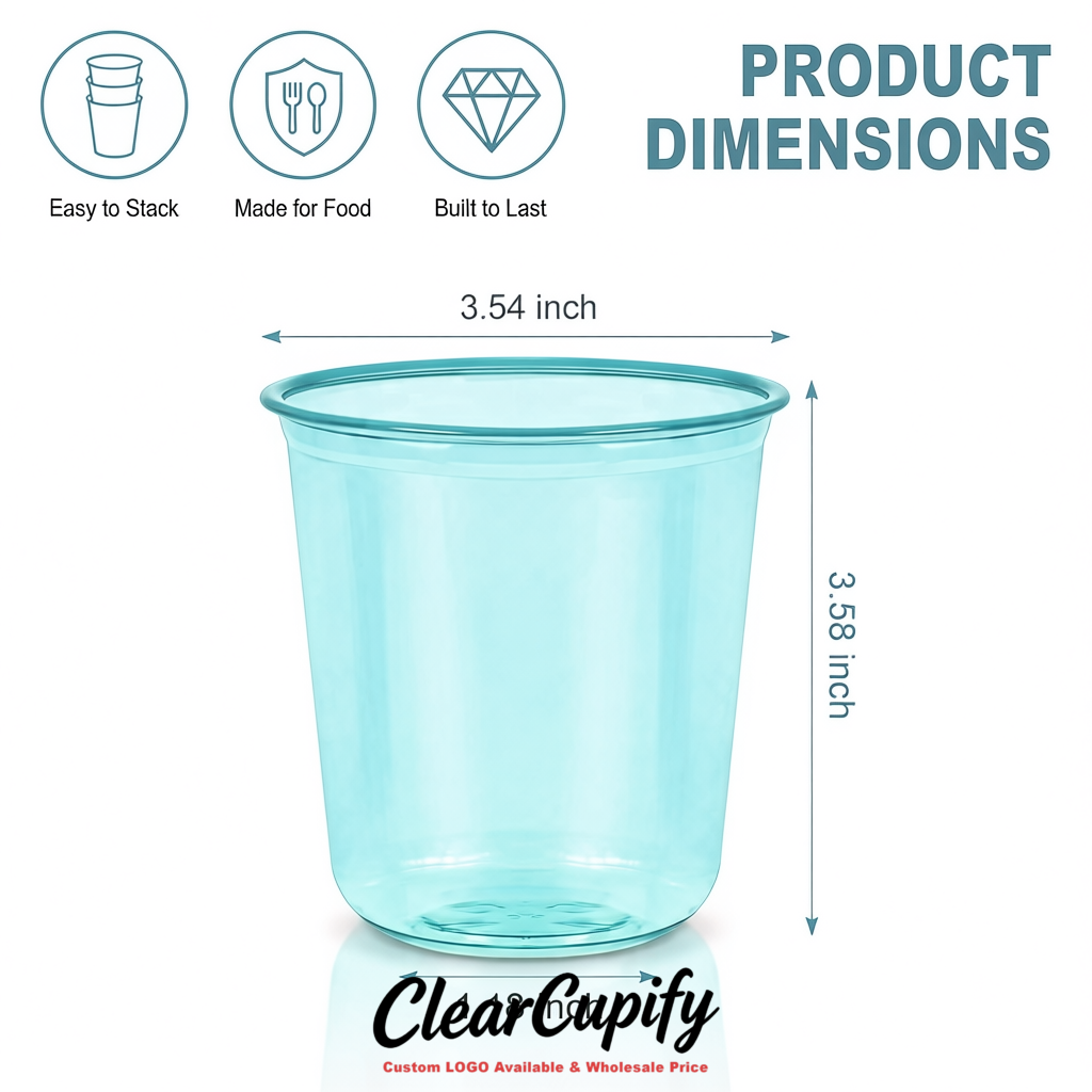 Robin Egg Blue U-shaped Cup with Round Bottom: Stackable & Disposable Plastic Cup