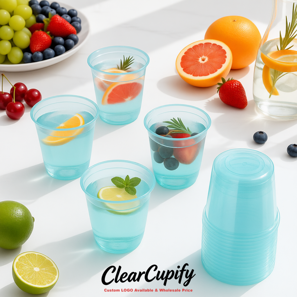 Robin Egg Blue U-shaped Cup with Round Bottom: Stackable & Disposable Plastic Cup