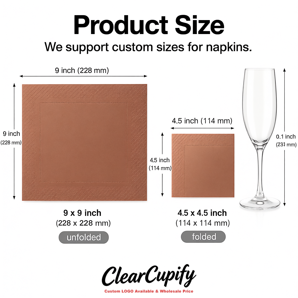 Rose Gold Napkins Paper 4.5x4.5 Inch Disposable 2-Ply Cocktail Napkins Factory