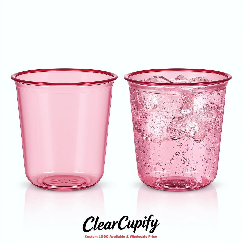 Rose Pink U-shaped Cup with Round Bottom: Stackable & Disposable Plastic Cup