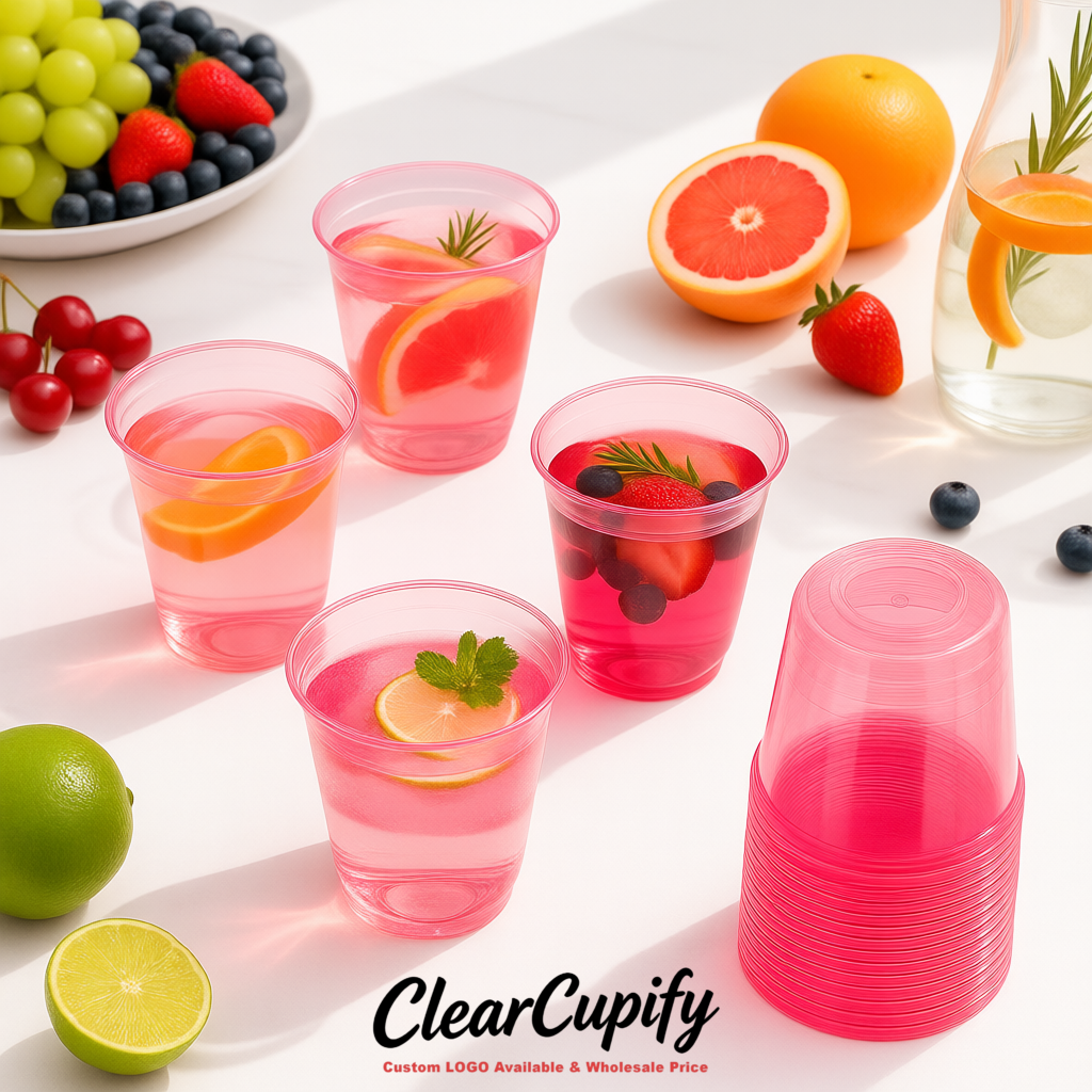 Rose Pink U-shaped Cup with Round Bottom: Stackable & Disposable Plastic Cup
