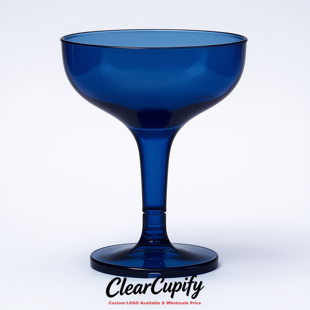 Royal Blue 5oz Stackable Plastic Martini Glasses 4.13x3.14 inches/10.5x8 cm For Champagne Tower