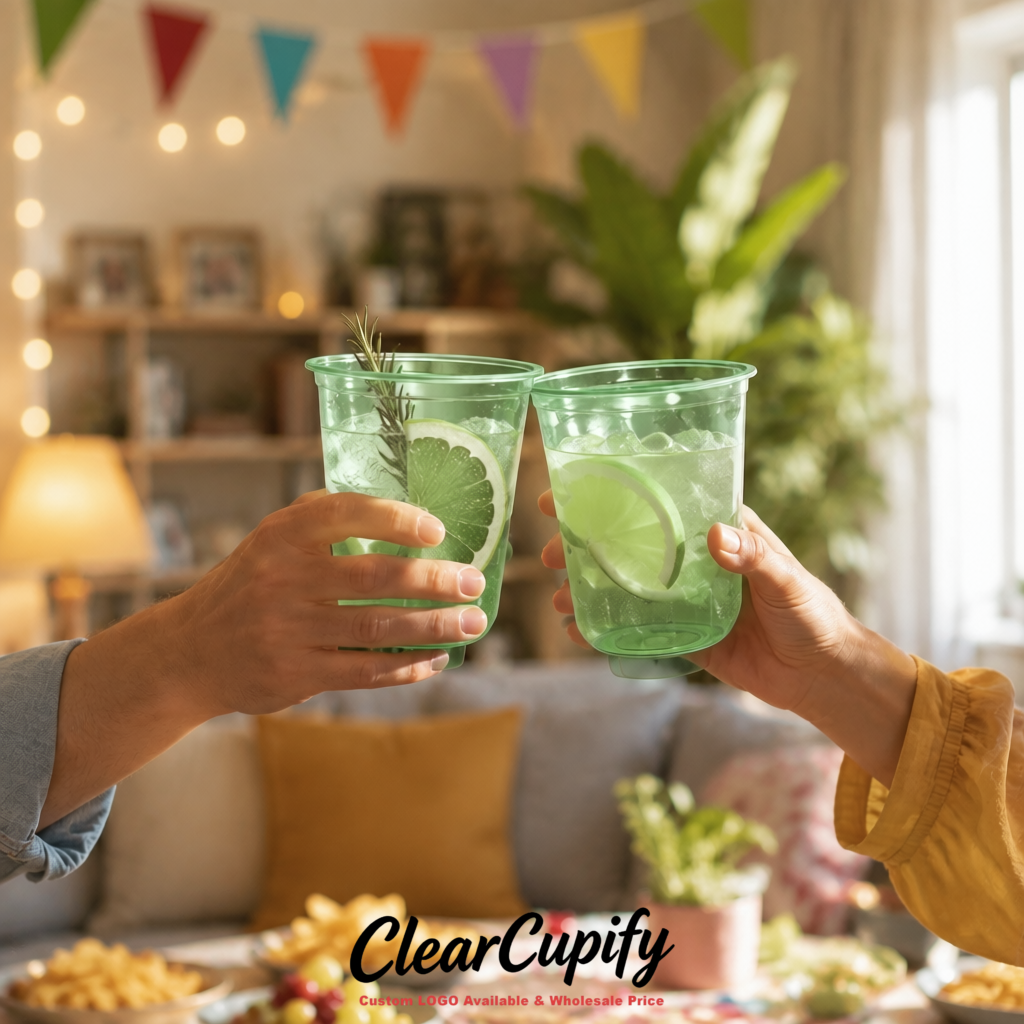 Sage Green U-shaped Cup with Round Bottom: Stackable & Disposable Plastic Cup Sage Green U-shaped Cup with Round Bottom: Stackable & Disposable Plastic Cup