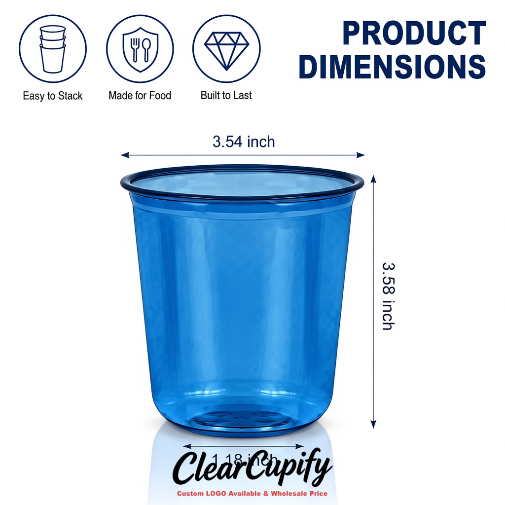 Sapphire U-shaped Cup with Round Bottom: Stackable & Disposable Plastic Cup