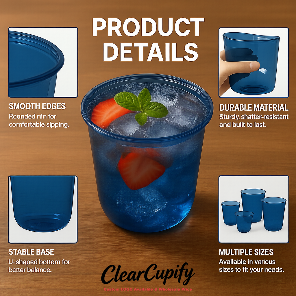 Sapphire U-shaped Cup with Round Bottom: Stackable & Disposable Plastic Cup