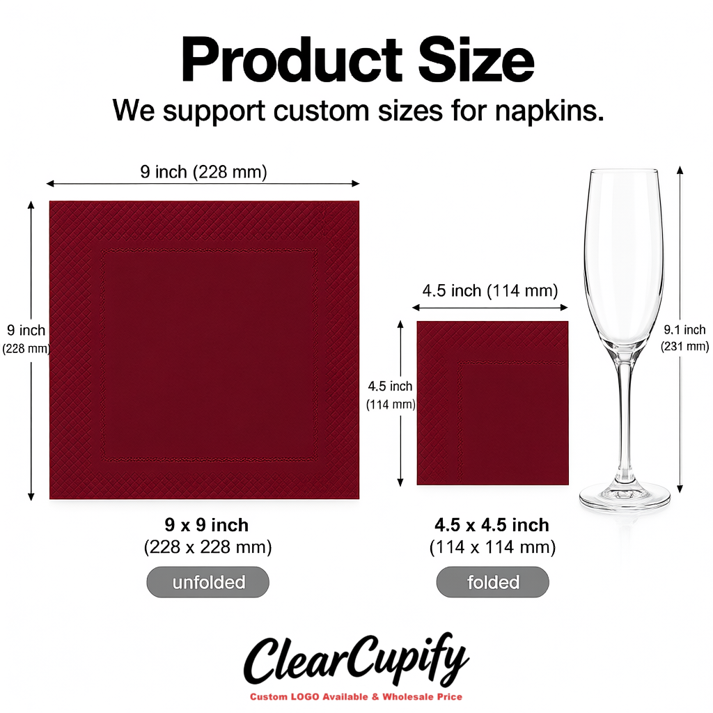 Scarlet Napkins Paper 4.5x4.5 Inch Disposable 2-Ply Cocktail Napkins Factory