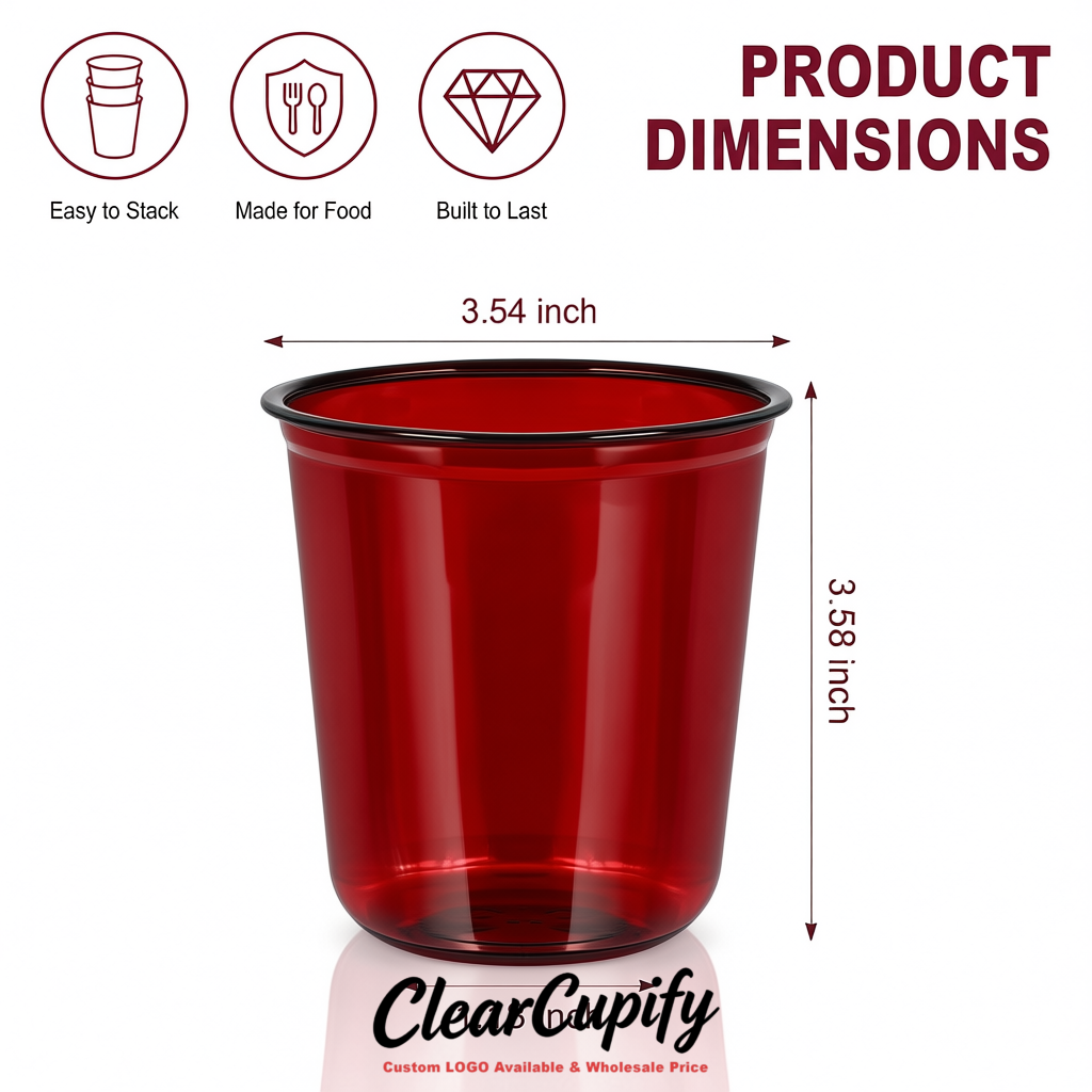 Scarlet U-shaped Cup with Round Bottom: Stackable & Disposable Plastic Cup