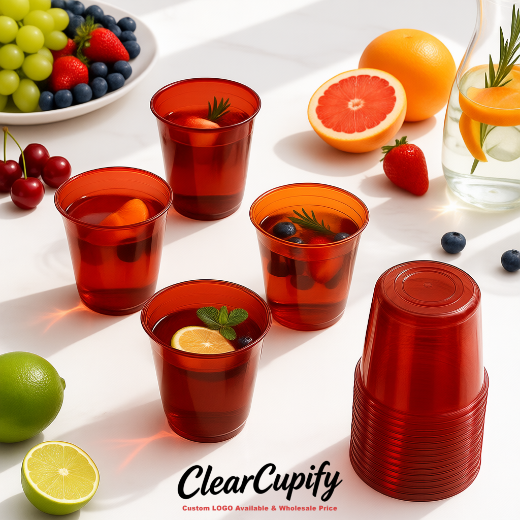 Scarlet U-shaped Cup with Round Bottom: Stackable & Disposable Plastic Cup
