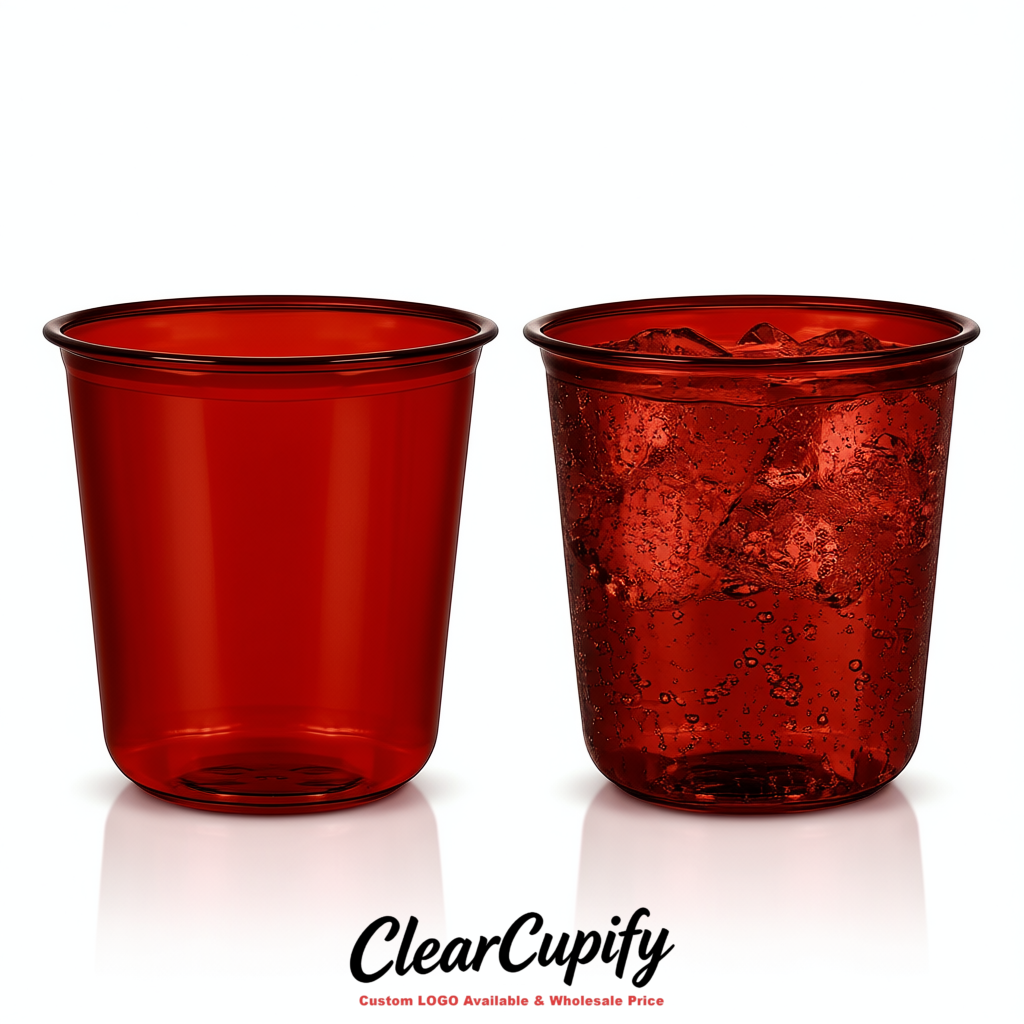 Scarlet U-shaped Cup with Round Bottom: Stackable & Disposable Plastic Cup