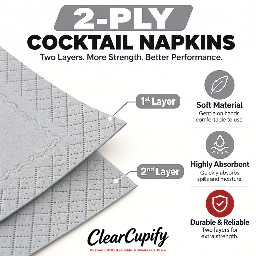 Silver Napkins Paper 4.5x4.5 Inch Disposable 2-Ply Cocktail Napkins Factory