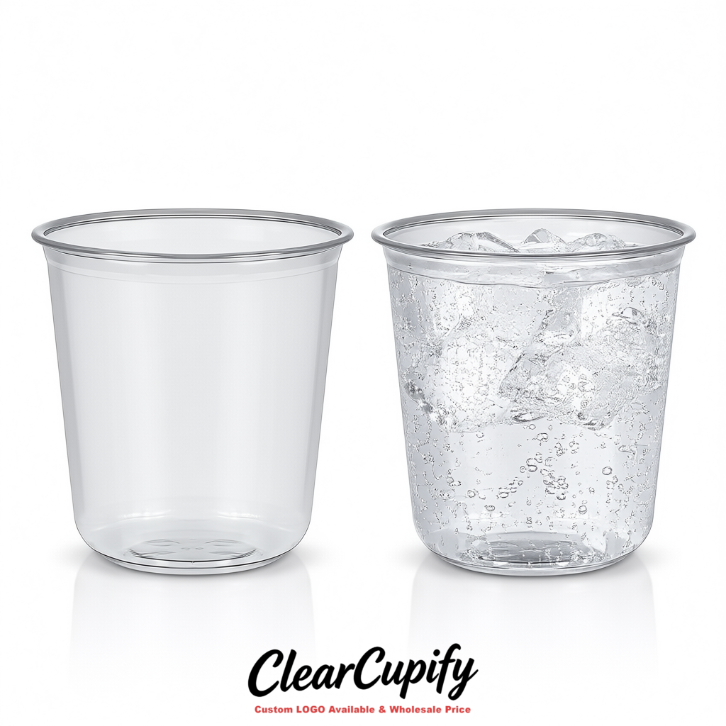 Silver U-shaped Cup with Round Bottom: Stackable & Disposable Plastic Cup