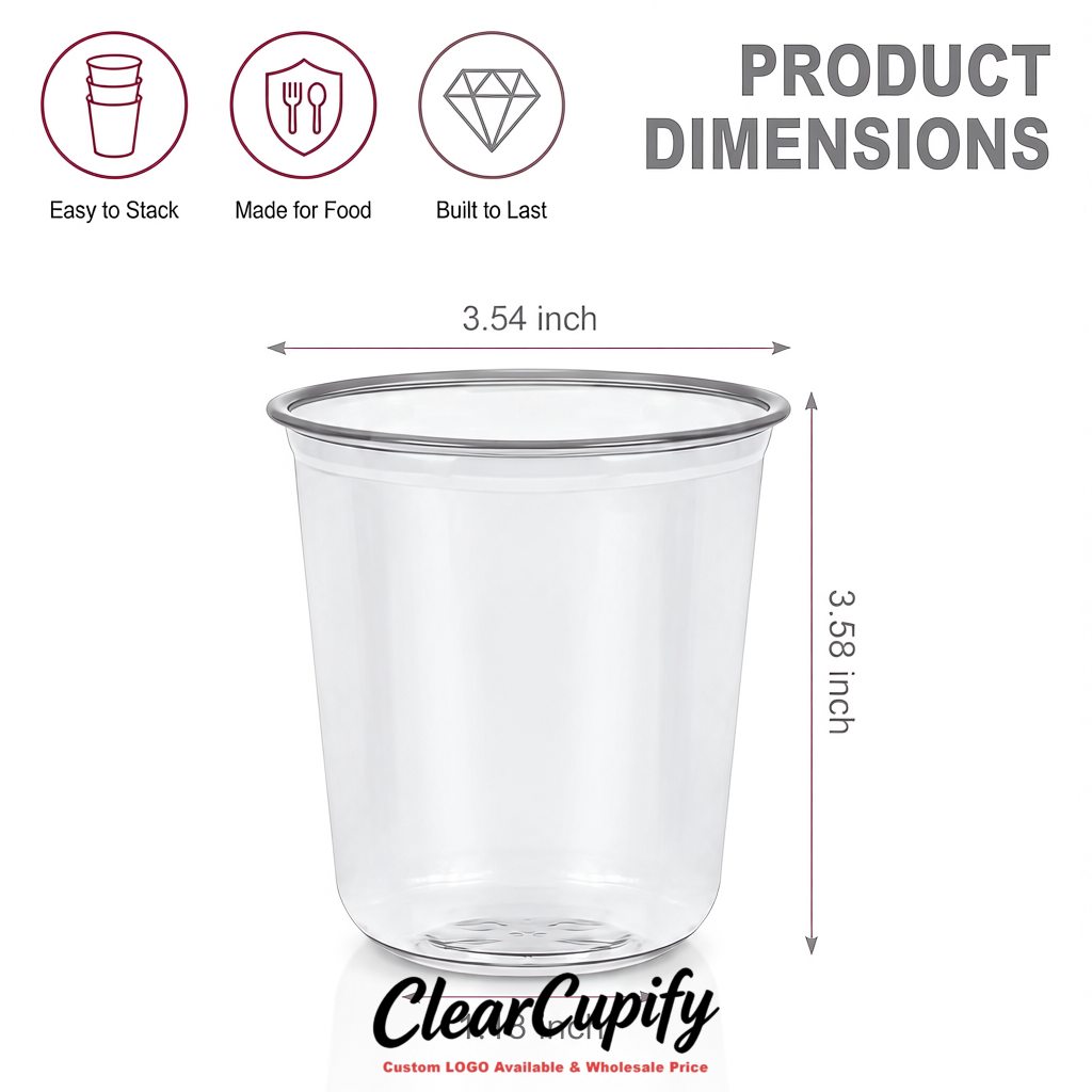 Silver U-shaped Cup with Round Bottom: Stackable & Disposable Plastic Cup
