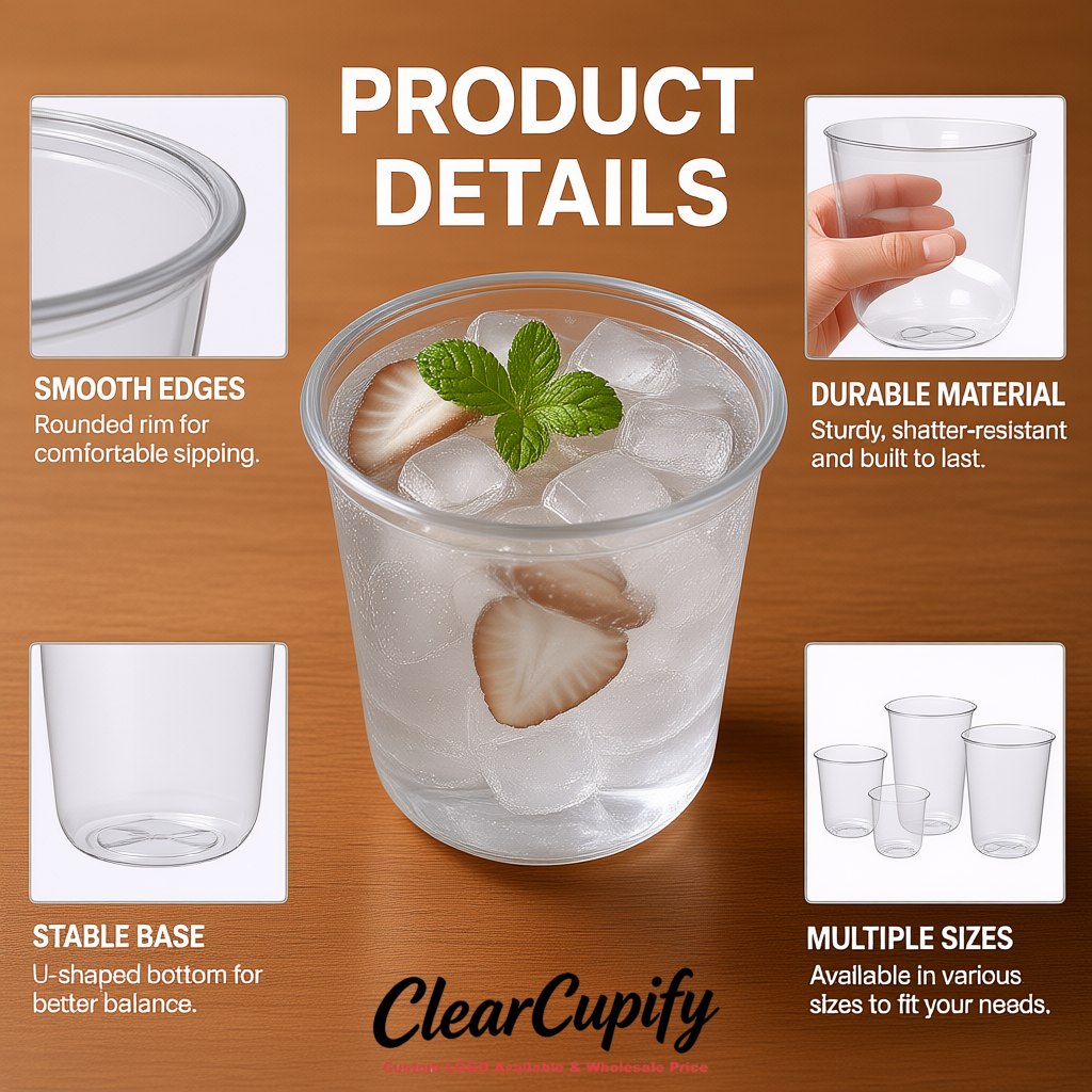 Silver U-shaped Cup with Round Bottom: Stackable & Disposable Plastic Cup
