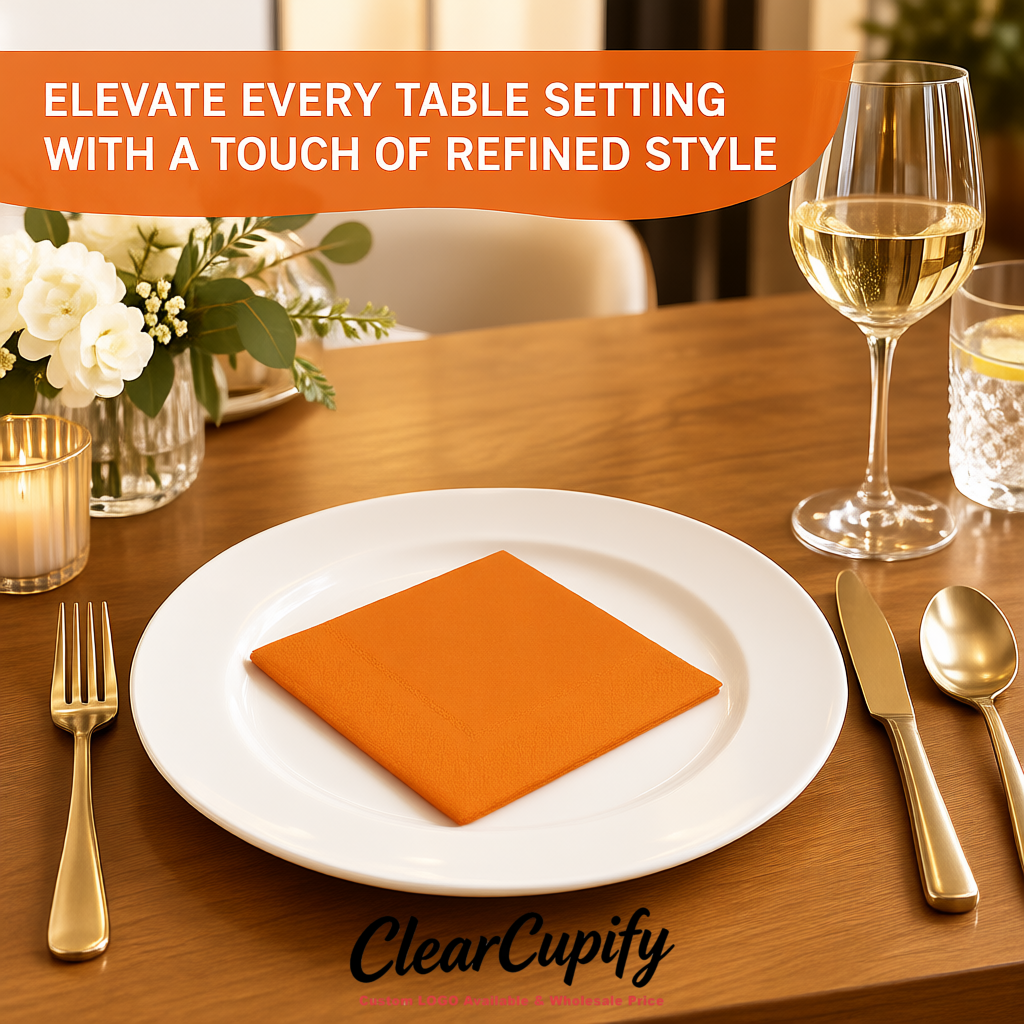 Tangerine Napkins Paper 4.5x4.5 Inch Disposable 2-Ply Cocktail Napkins Factory