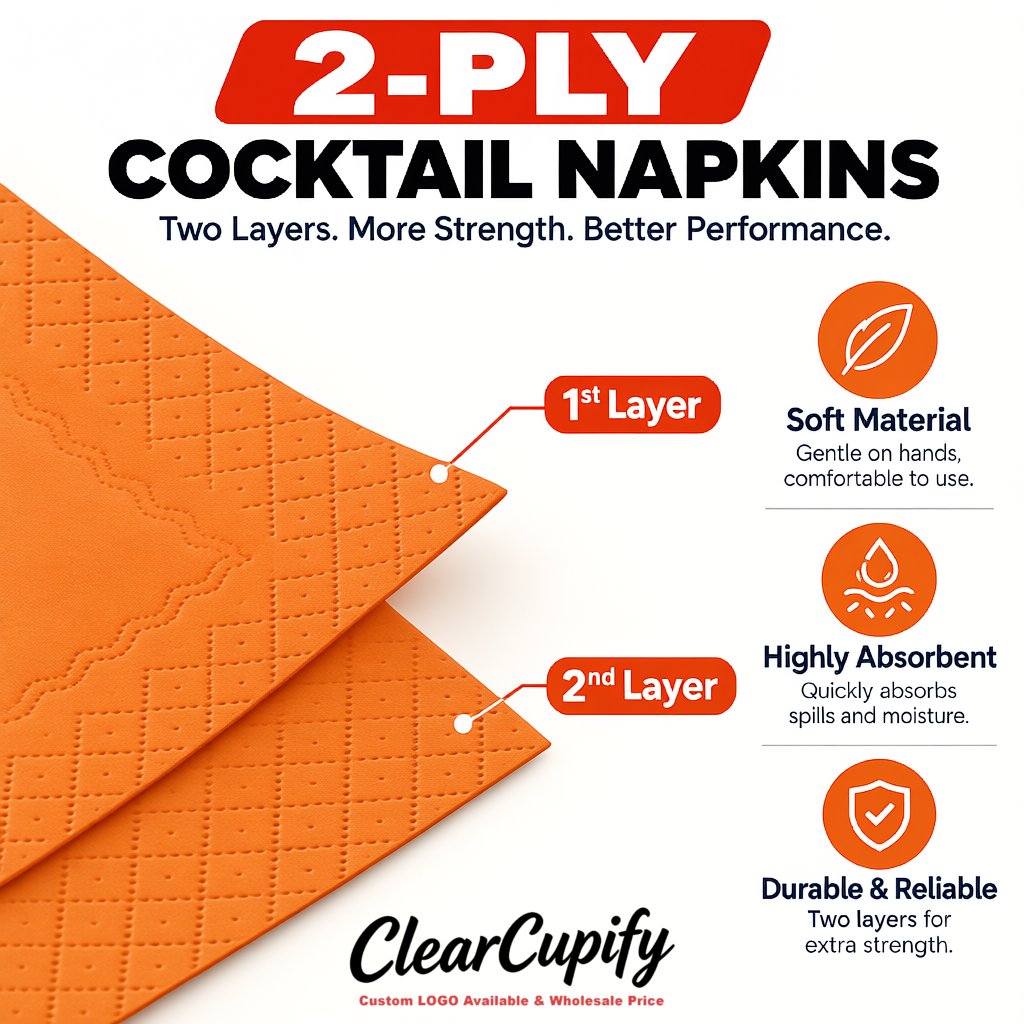 Tangerine Napkins Paper 4.5x4.5 Inch Disposable 2-Ply Cocktail Napkins Factory