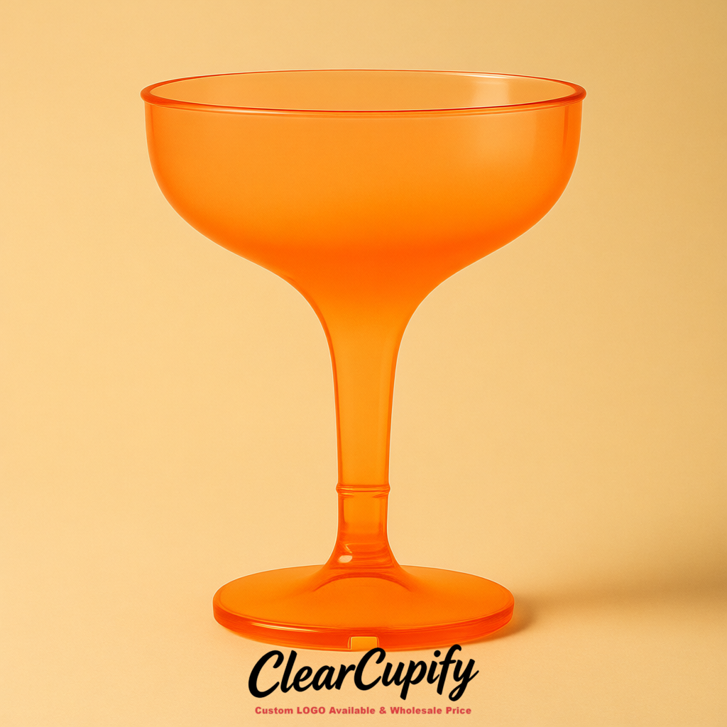 Tangerine 5oz Stackable Plastic Martini Glasses 4.13x3.14 inches/10.5x8 cm For Champagne Tower