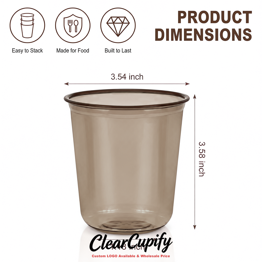 Taupe U-shaped Cup with Round Bottom: Stackable & Disposable Plastic Cup