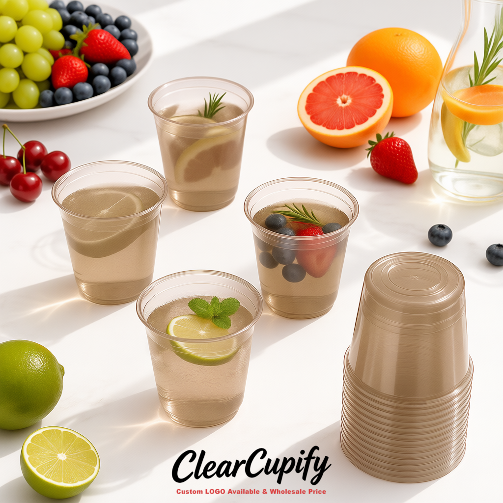 Taupe U-shaped Cup with Round Bottom: Stackable & Disposable Plastic Cup