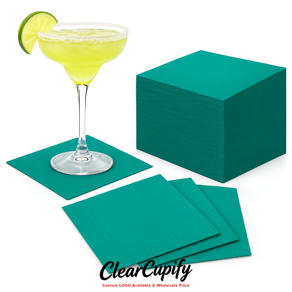 Teal Napkins Paper 4.5x4.5 Inch Disposable 2-Ply Cocktail Napkins Factory