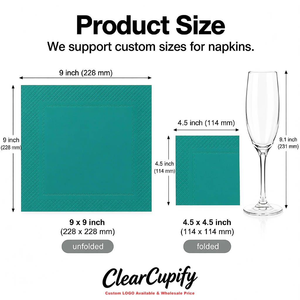 Teal Napkins Paper 4.5x4.5 Inch Disposable 2-Ply Cocktail Napkins Factory