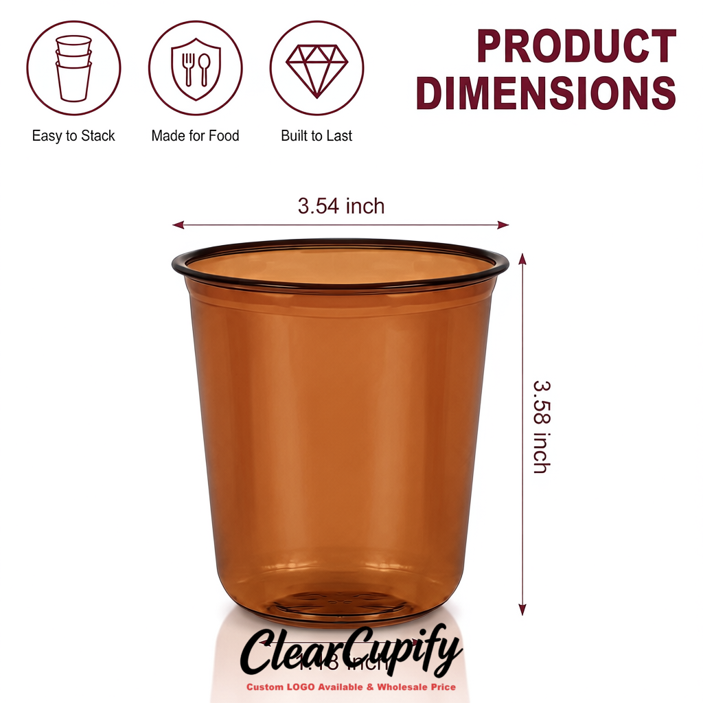 Terracotta U-shaped Cup with Round Bottom: Stackable & Disposable Plastic Cup