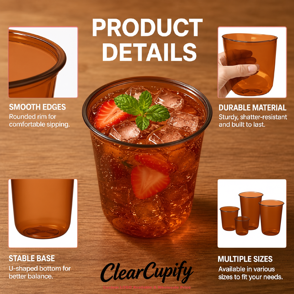 Terracotta U-shaped Cup with Round Bottom: Stackable & Disposable Plastic Cup