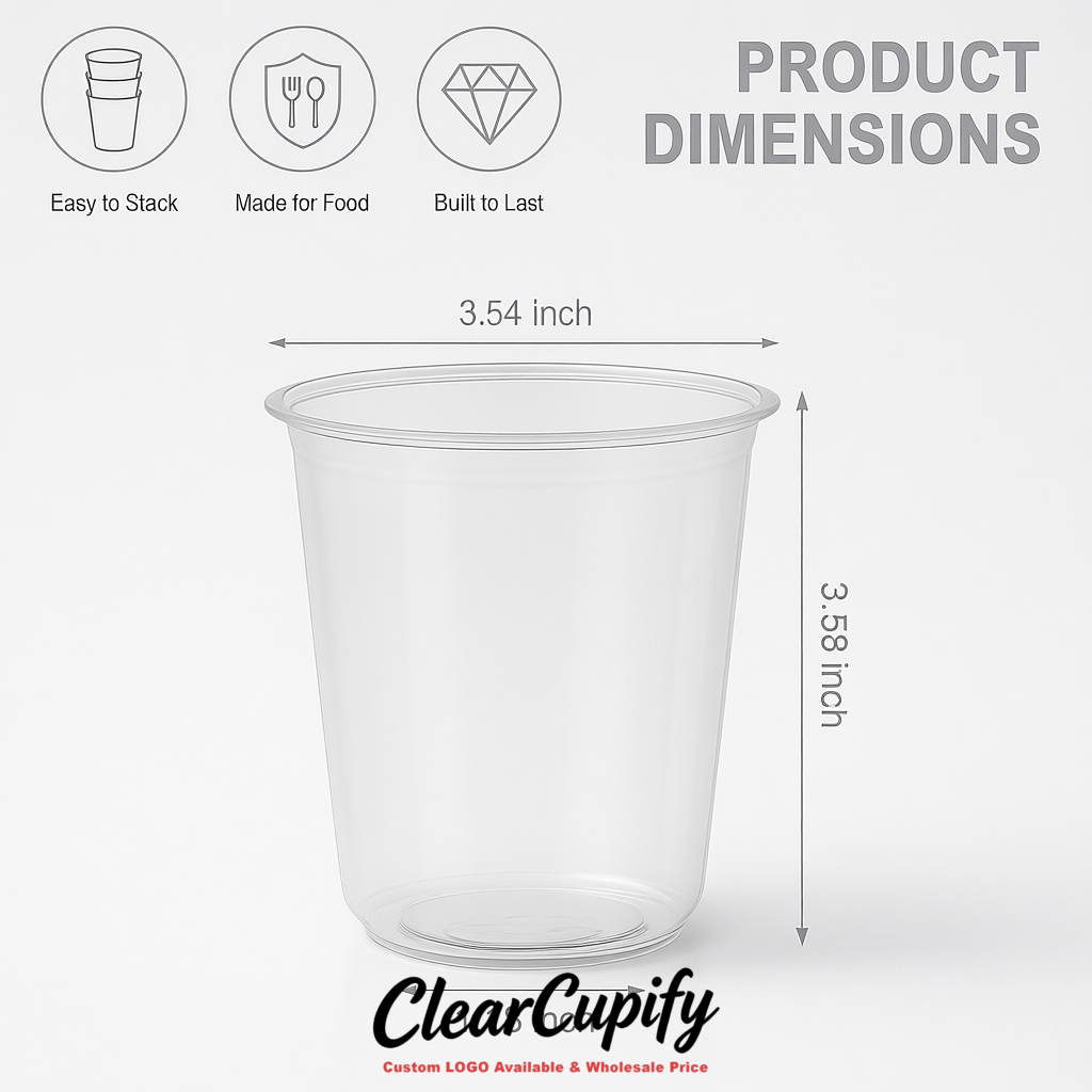 Transparent U-shaped Cup with Round Bottom: Stackable & Disposable Plastic Cup