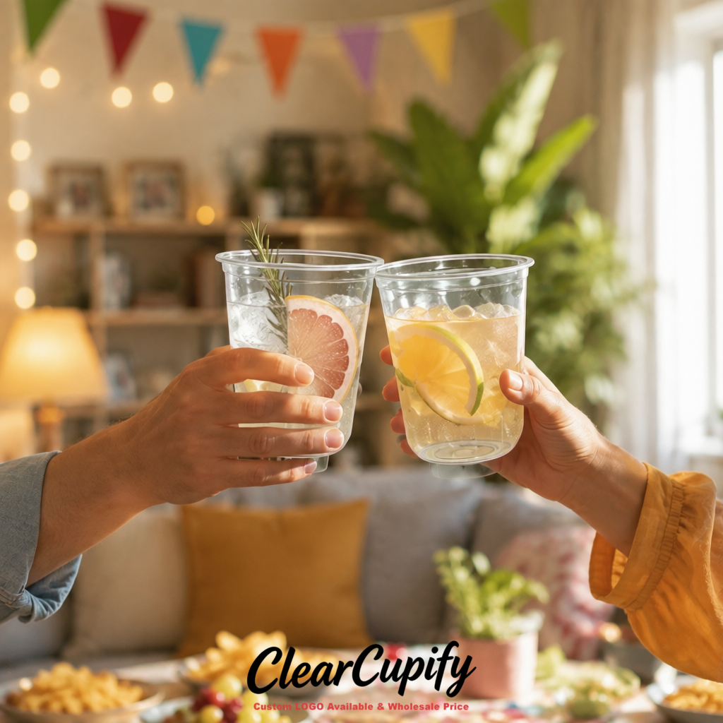 Transparent U-shaped Cup with Round Bottom: Stackable & Disposable Plastic Cup