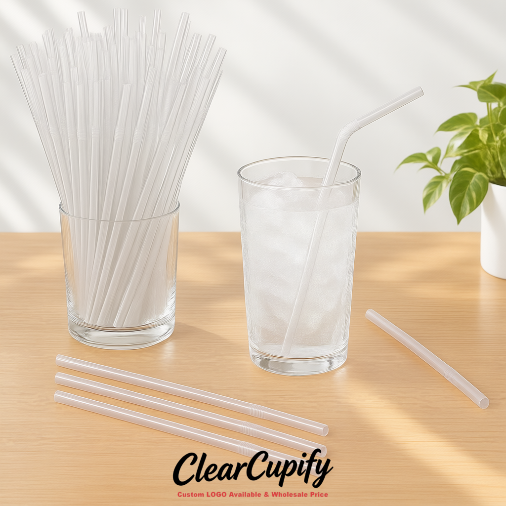 Transparent Plastic Straws 8.26 x 0.2 inch Flexible Bendy Disposable Drinking Straws Supplier