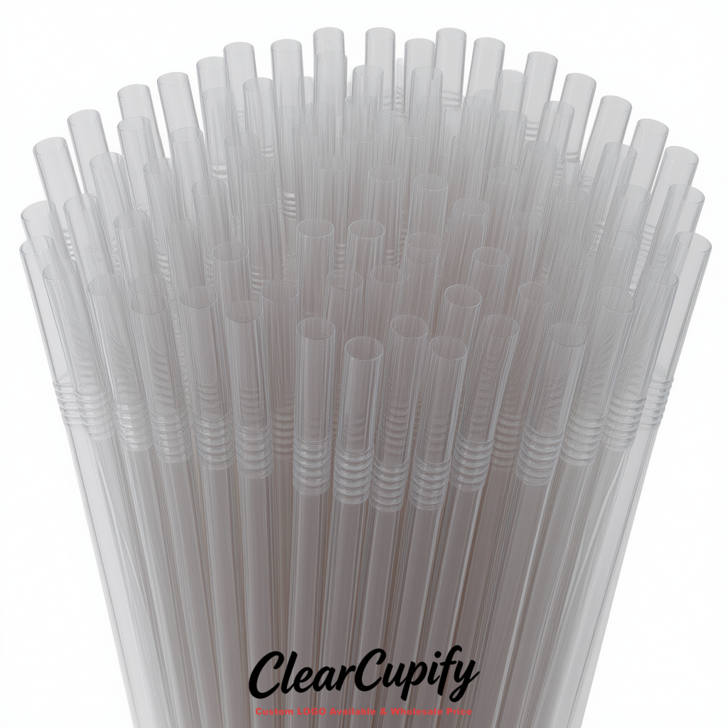 Transparent Plastic Straws 8.26 x 0.2 inch Flexible Bendy Disposable Drinking Straws Supplier