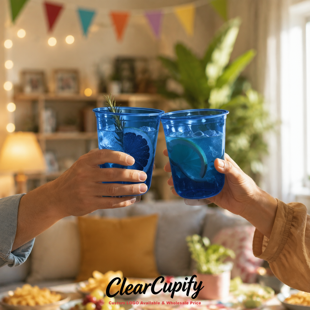 Ultramarine U-shaped Cup with Round Bottom: Stackable & Disposable Plastic Cup Ultramarine U-shaped Cup with Round Bottom: Stackable & Disposable Plastic Cup