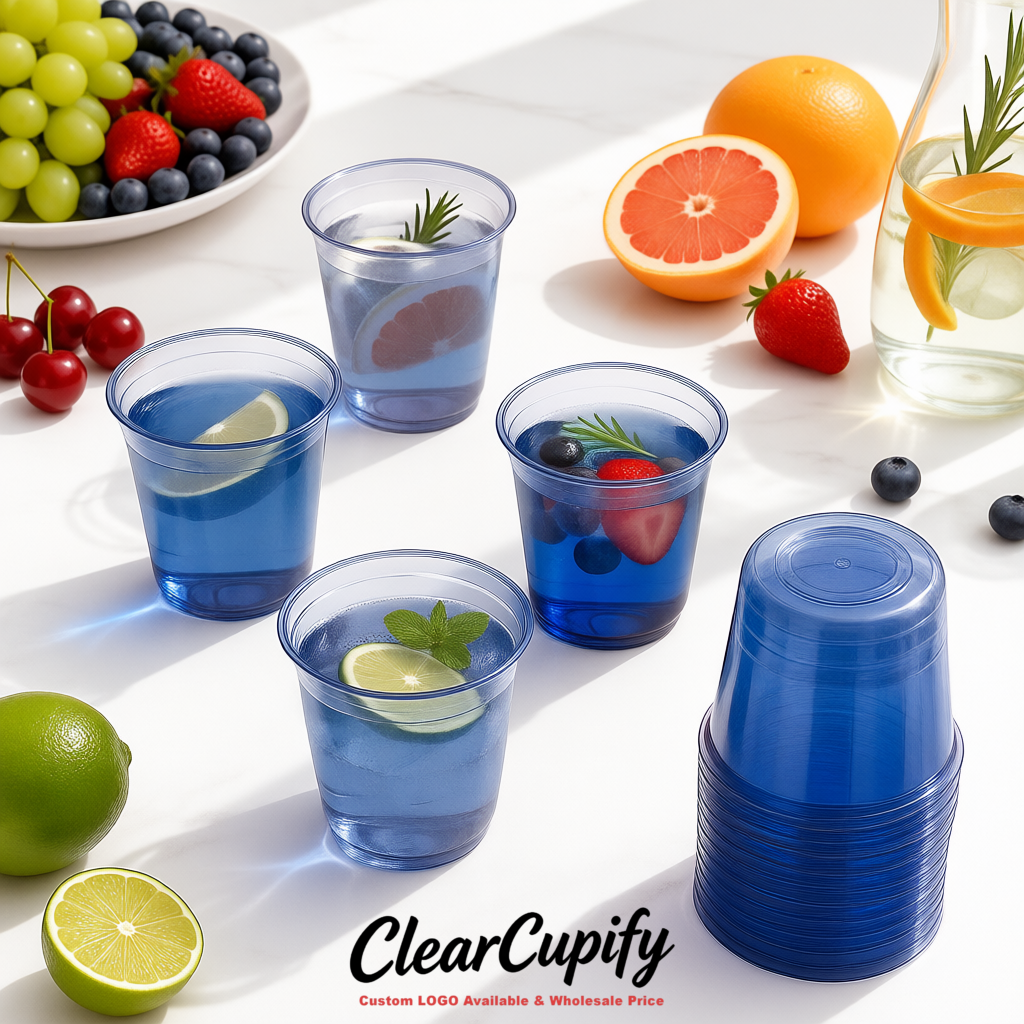 Ultramarine U-shaped Cup with Round Bottom: Stackable & Disposable Plastic Cup