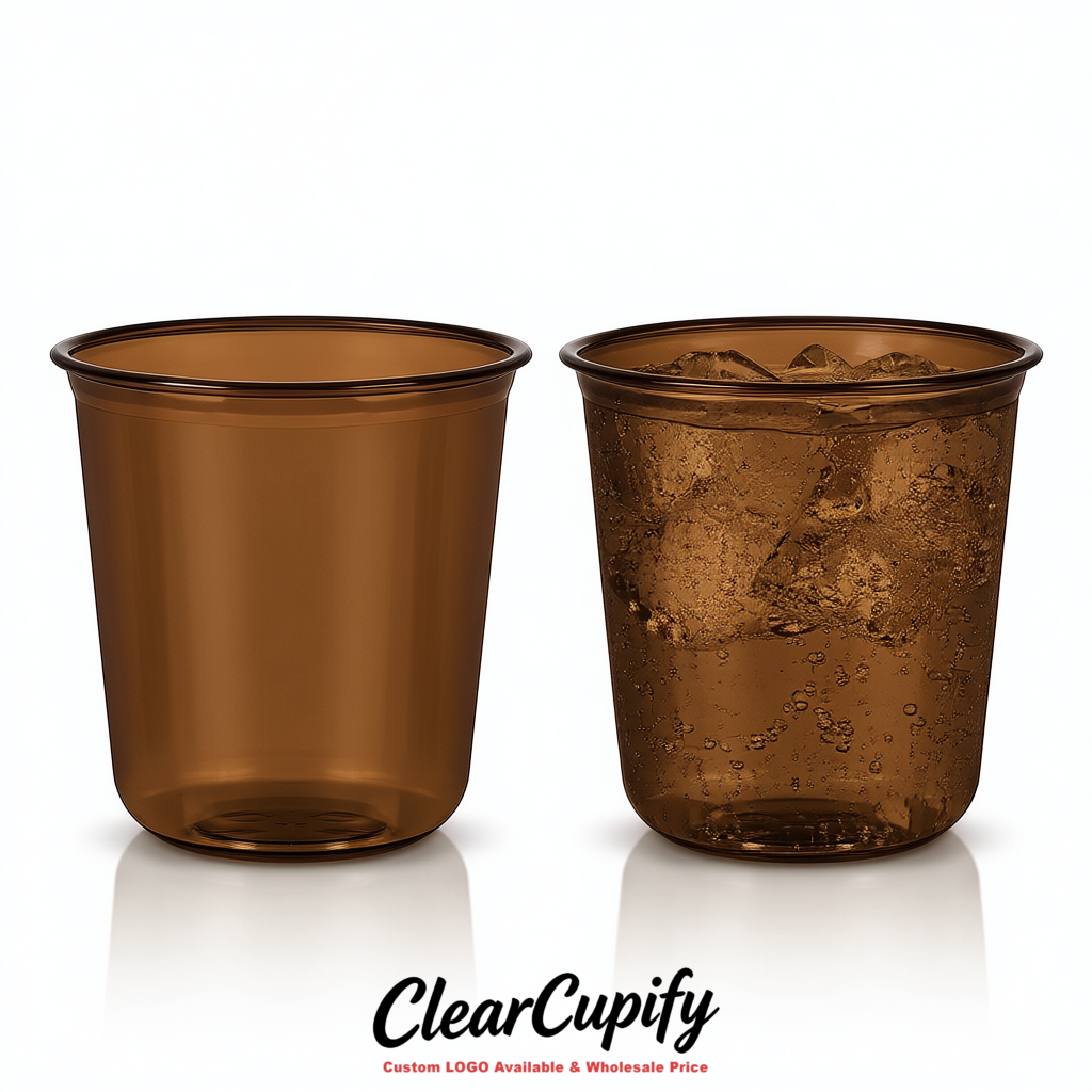 Umber U-shaped Cup with Round Bottom: Stackable & Disposable Plastic Cup