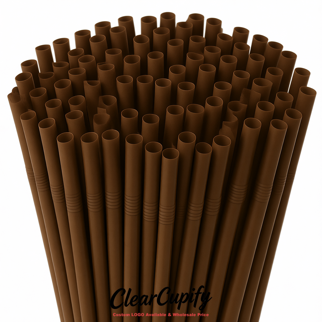 Umber Plastic Straws 8.26 x 0.2 inch Flexible Bendy Disposable Drinking Straws Supplier