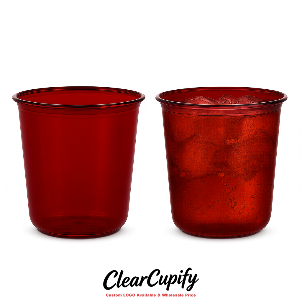 Vermilion U-shaped Cup with Round Bottom: Stackable & Disposable Plastic Cup