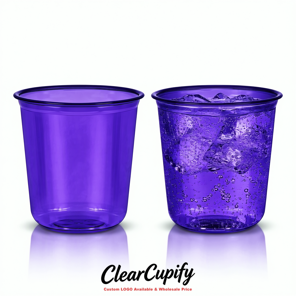 Violet U-shaped Cup with Round Bottom: Stackable & Disposable Plastic Cup