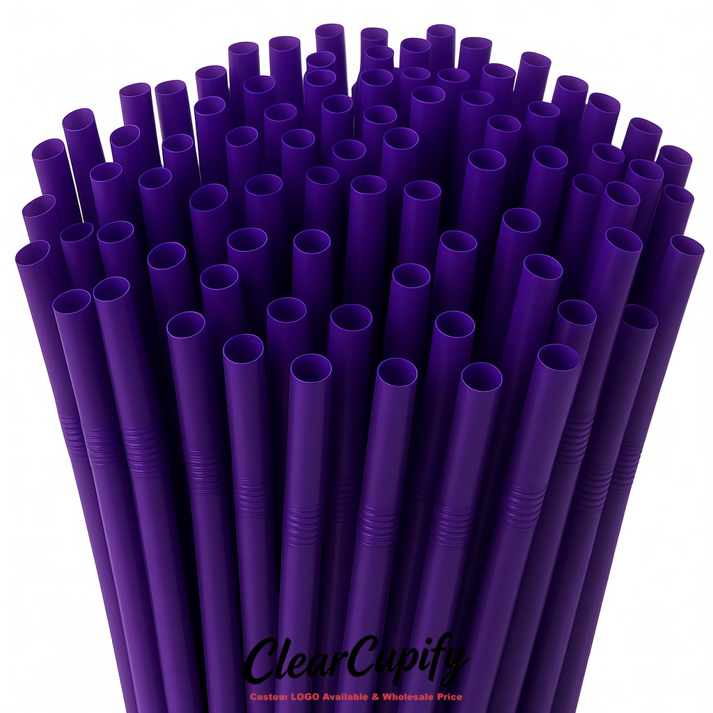 Violet Plastic Straws 8.26 x 0.2 inch Flexible Bendy Disposable Drinking Straws Supplier
